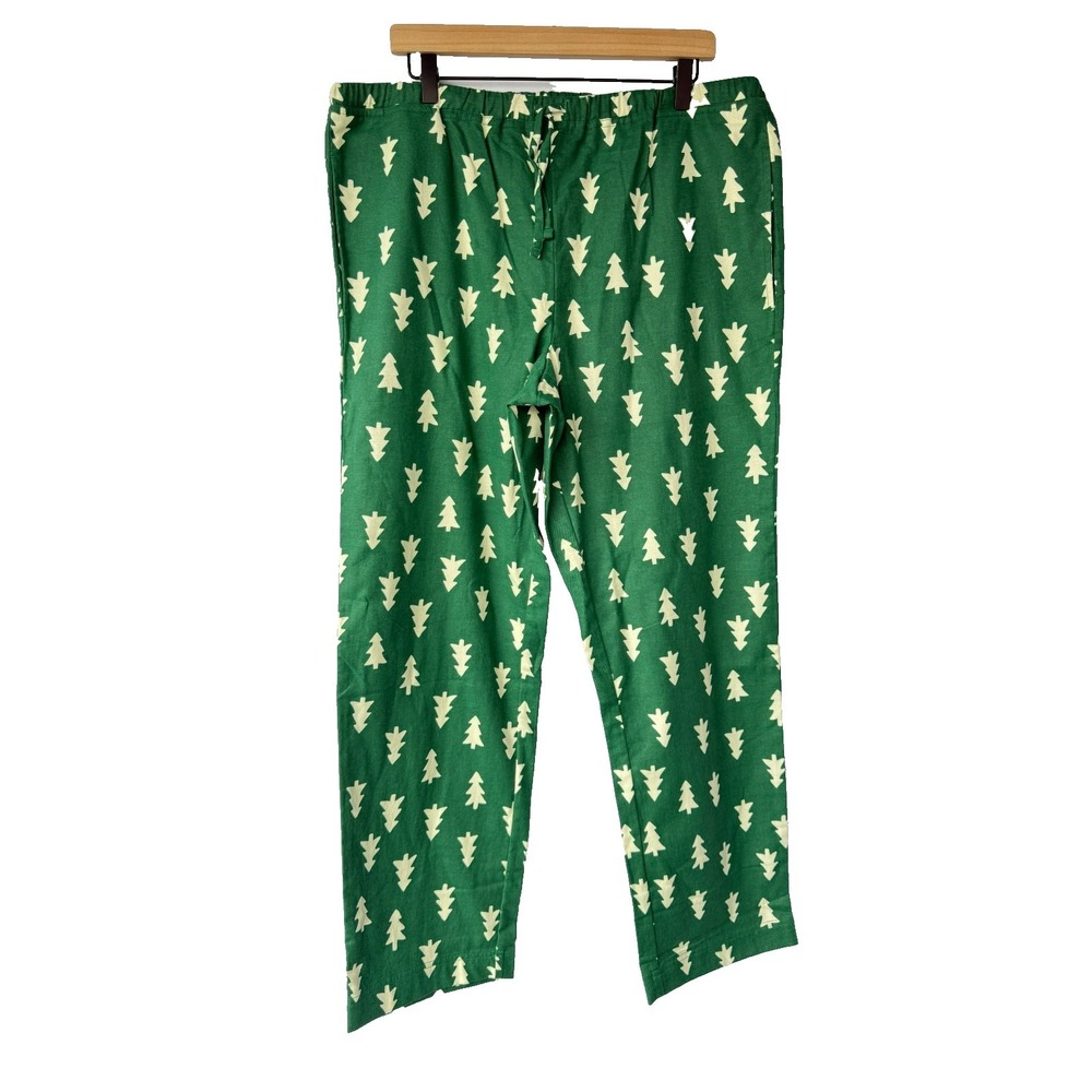 Hanna Andersson Green Christmas Tree Pajama‎ Pants L Cabin Core Holiday Lounge